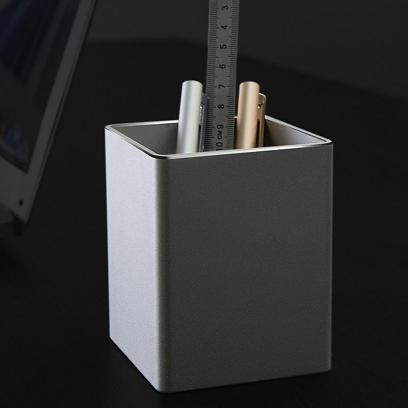 Metalowe kwadratowe biurko długopis ołówek organizator pojemnik na termos uchwyt aluminiowe pojemniki Drop Shipping