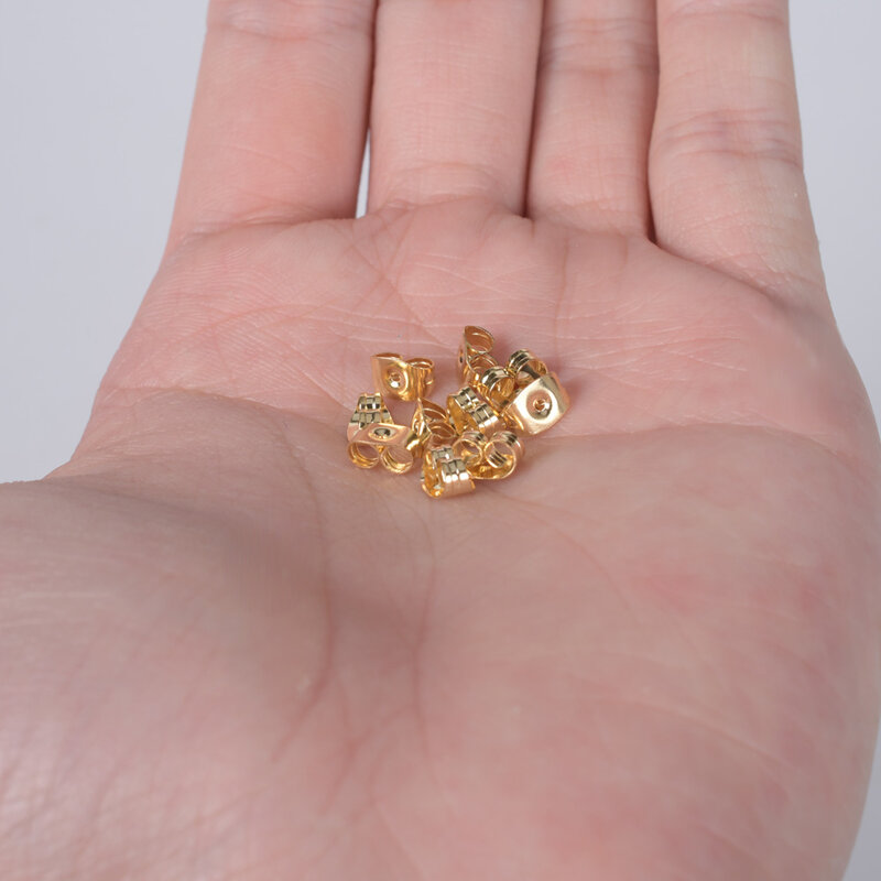 100 tablete de aço inoxidável cor dourada borboleta enrolado poste para fazer jóias tampas vazadas diy brincos brincos traseiros rolha
