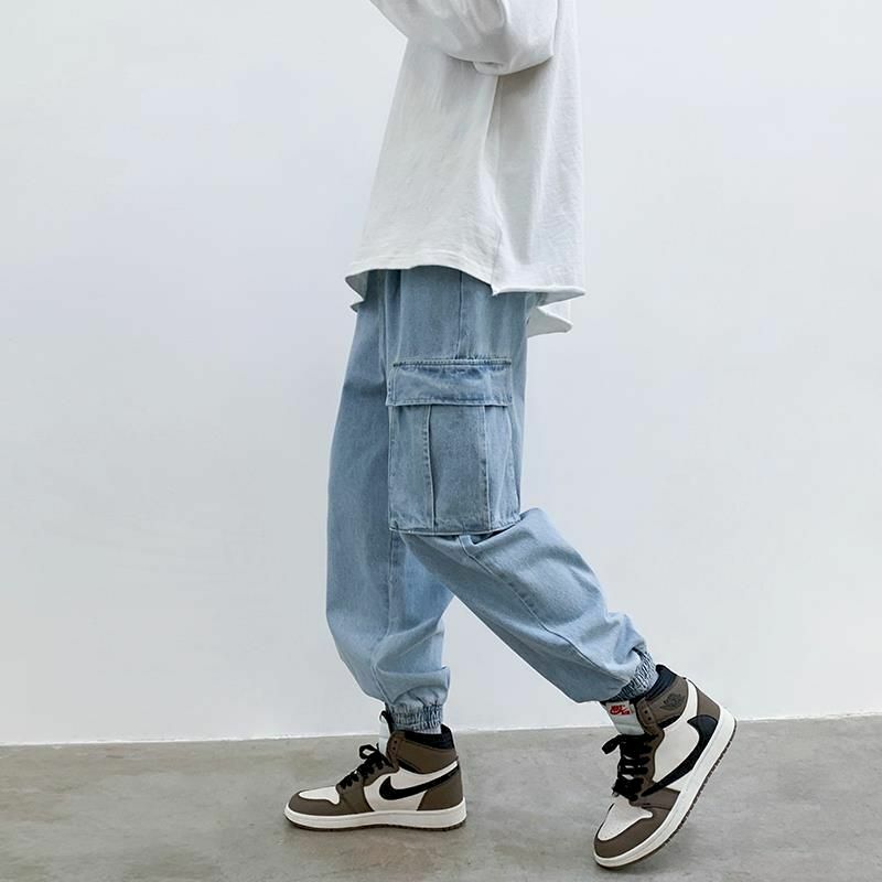 2021 frühling Winter Neue Flut Marke männer Werkzeug Jeans Lose anliegende Hosen Stattlichen Retro Koreanische Trend Breite-bein Hosen Herren Jeans