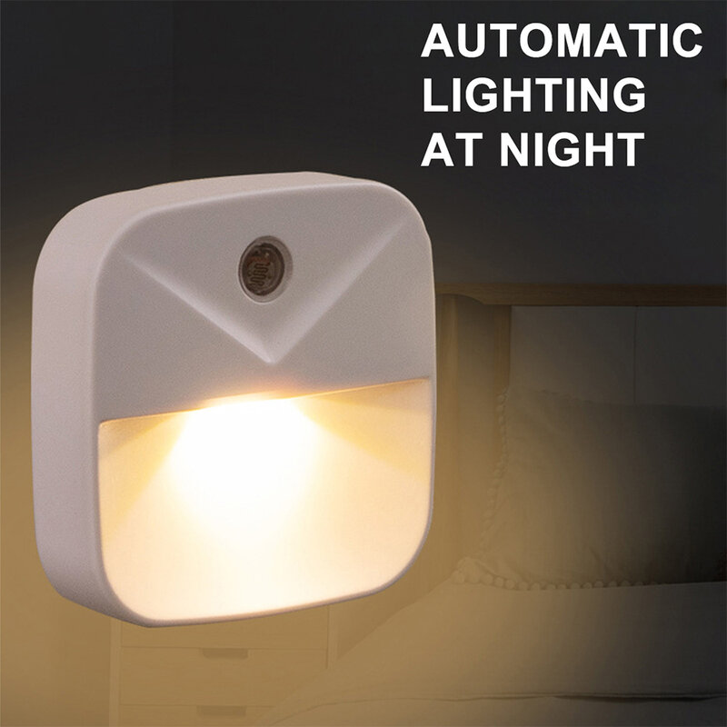 EU US Plug Light Sensor Control Night Light Mini Novelty Square Bedroom Lamp For Baby Children Gift Romantic Light