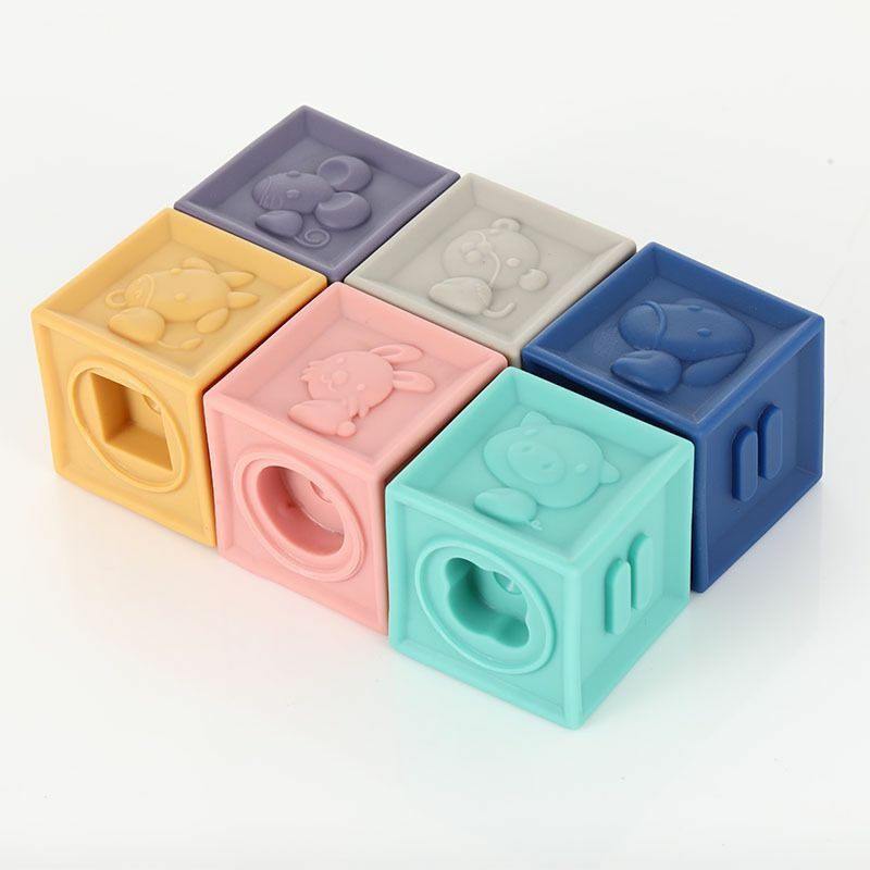 Animal digital soft building blocks baby squeeze bath toys cognitive relief soft building blocks educational creative toys