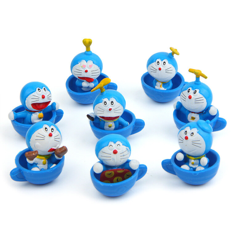 8 Buah/Lot Alat Peraga Dekorasi Lanskap Taman Mikro Kucing Lemak Biru Doraemon Potret Keluarga PVC Mainan Action Figure Hadiah Anak-anak