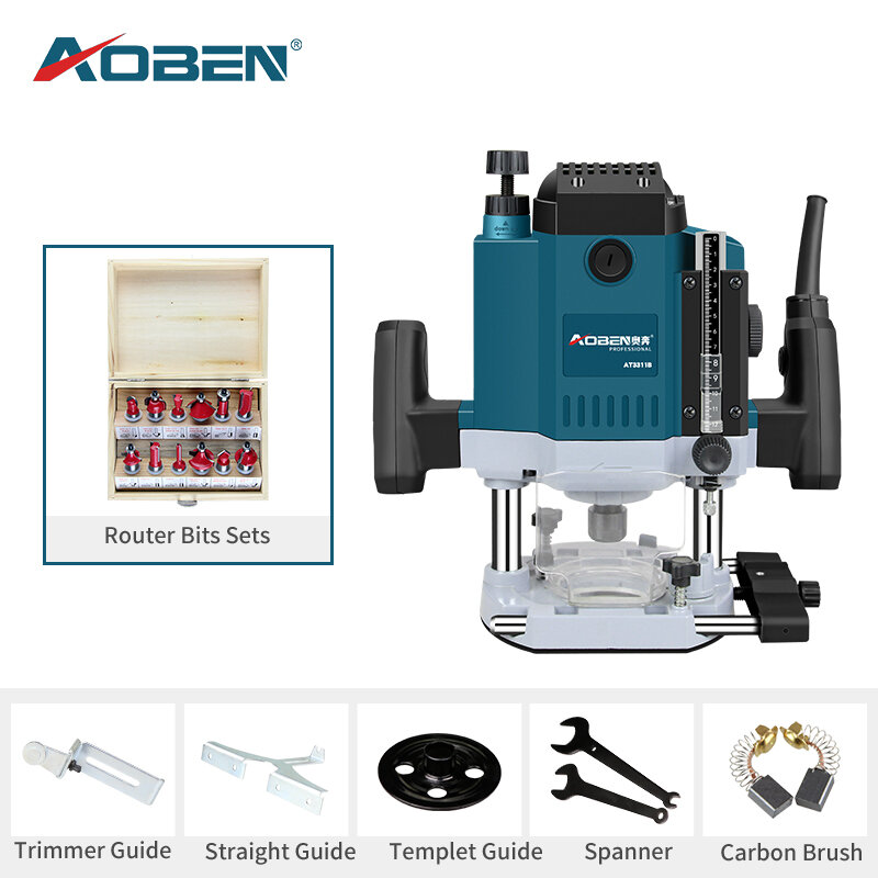 AOBEN-جهاز توجيه الخشب الكهربائي, آلة طحن كهربائية 1800 واط موديل 1/2 آلة نحت يدوية مع آلة توجيه الخشب