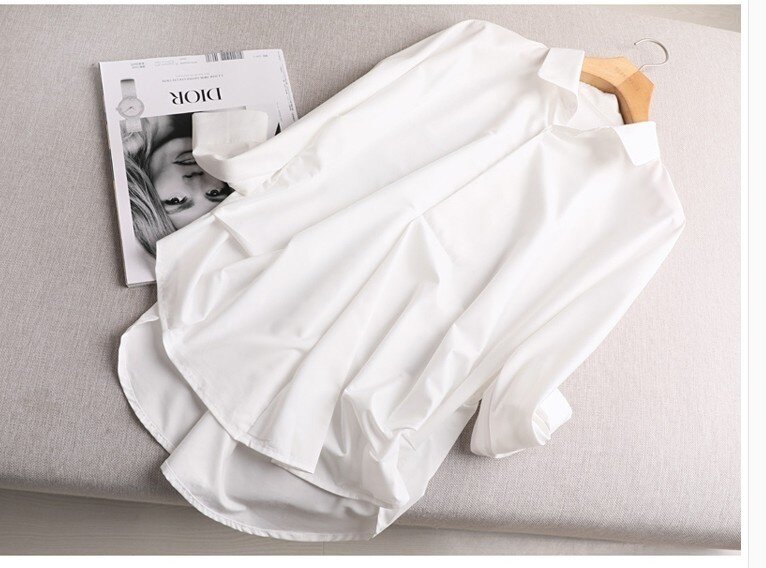 Camisa blanca de primavera y otoño para mujer, moda coreana informal, 2021