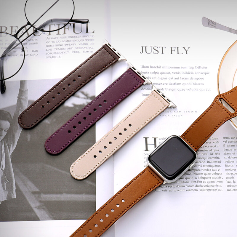 Classic leather strap For Apple Watch SE band 44mm 40mm Smartwatch iWatch Band Series 7 6 543 42mm 38mm Bracelet Accessories