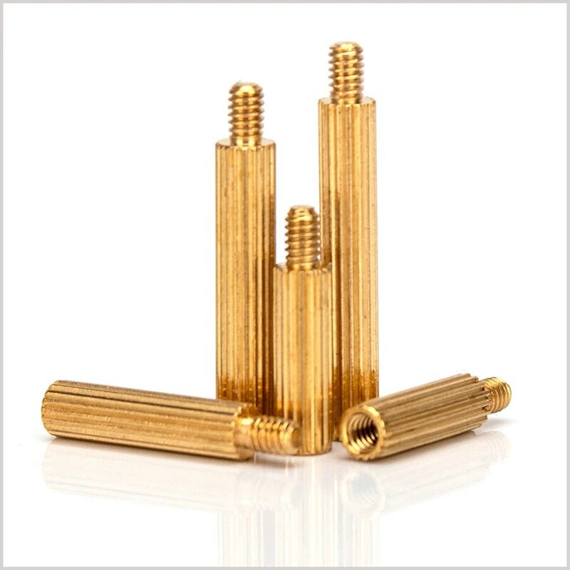 M2 Brass Round Standoff Male-Female Knurled Cylindrical PCB Standoff Spacer Motherboard Column Screw Bolts Length 3mm-40mm