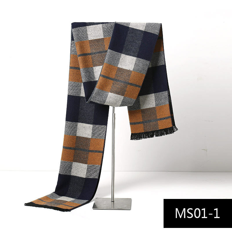 Marca de luxo xadrez cachecol de caxemira para homens inverno quente lenço de lenço masculino negócios lenços longo pashmina presentes de natal