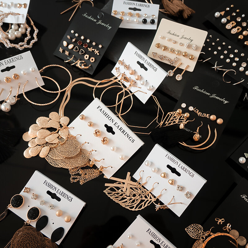 12 par/zestaw kolczyki damskie zestaw kolczyki dla kobiet moda artystyczna biżuteria Vintage geometryczne kryształowe kolczyki 2020