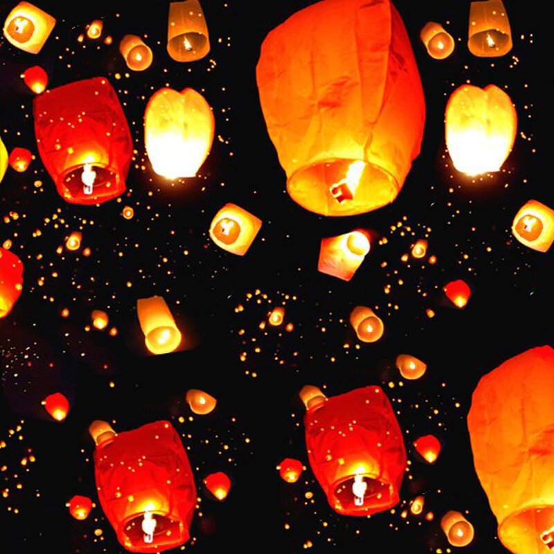5-30Pcs cielo di carta cinese che vola lanterne che desiderano volare lampade a candela che desiderano la luce festa di natale decorazione del Festival di nozze