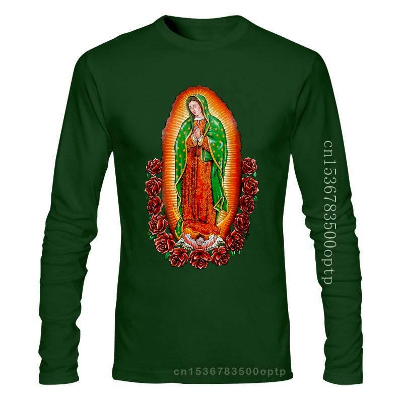 Новинка 2021, 2017, модные мужские футболки, мужская религиозная графическая футболка с изображением Мадонны, Богородицы Девы Марии Гуадалупе