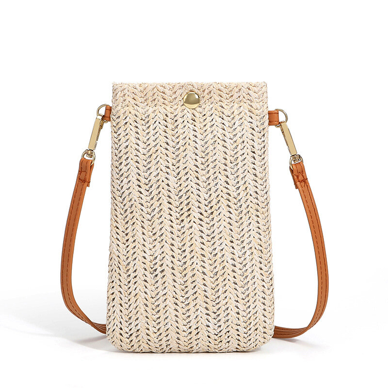 2021 летняя пляжная сумка, Женская универсальная сумка на одно плечо, тканая вертикальная сумка мобильный телефон, кошелек для монет