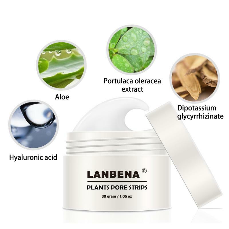 LANBENA – bandes de pores pour plantes nasales, aspiration avec 60 tissus, dissolvant de points noirs, nettoyage en profondeur, élimine les points noirs, rétrécissement des pores