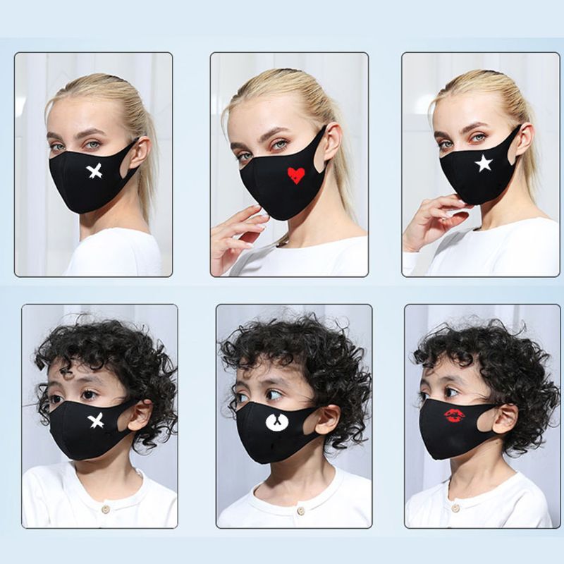 8pcs Sponge Black Fashion Mouth Mask Washable Anti Dust Protective Reusable Cold Prevention Face Mask for Adult Children
