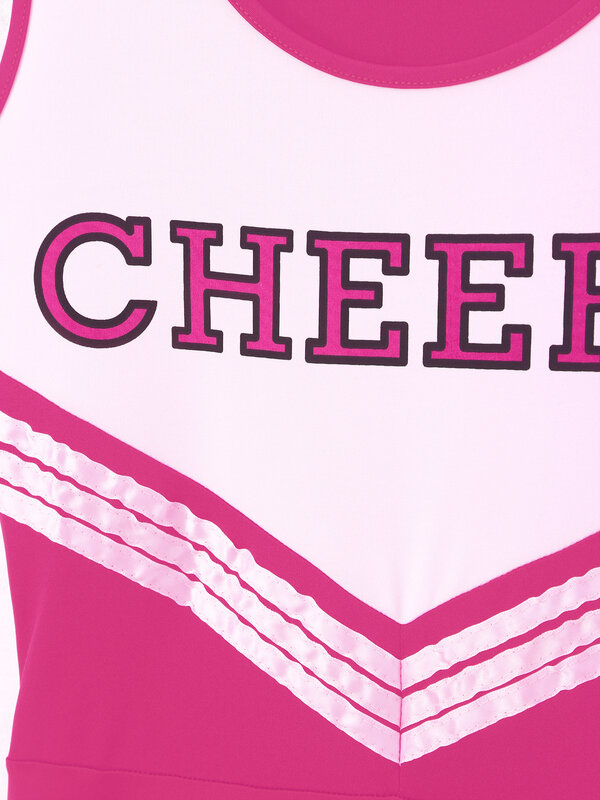 Vrouwen Schoolmeisjes Kostuum Studenten Uniform Brief Afdrukken Cheerleading Kostuums Naughty Lingerie Ronde Hals Mouwloze Jurk