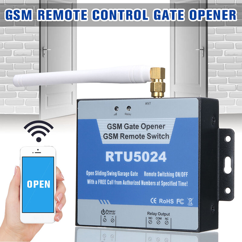 RTU5024 GSM ประตูรีเลย์สวิทช์รีโมทคอนโทรลไร้สายประตูยาวเสาอากาศโทรฟรี850/900/1800/1900MHz ประตู