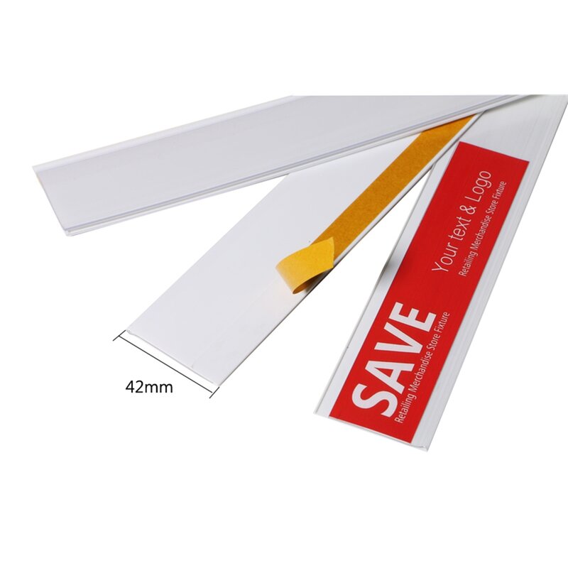 Merchandise Nama Pemegang Kartu Clip Strip Kertas Pemegang Rak Pembicara Tanda Clip Strip Rak Display Data Strip Tempat Label Perekat