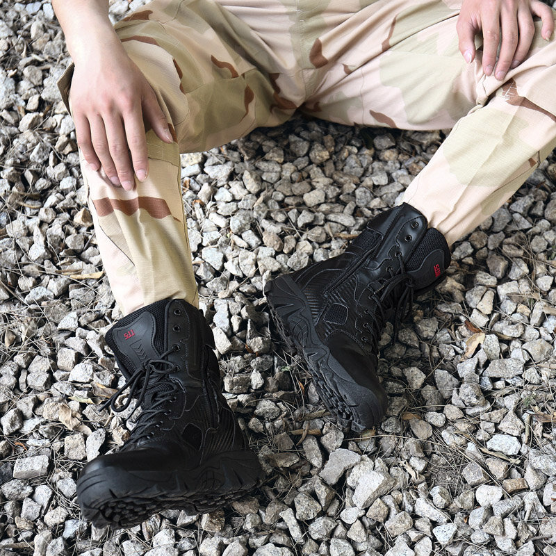 Botas militares de alta calidad para hombre, zapatos de senderismo al aire libre, botas tácticas del ejército anticolisión, novedad