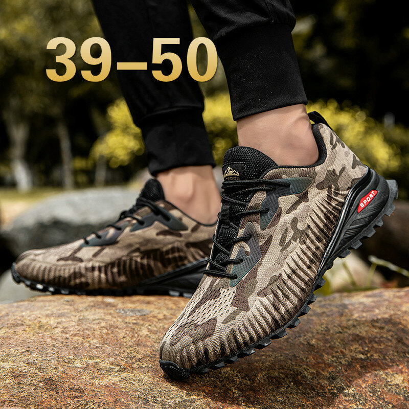 Sapatilhas masculinas nova moda masculina sapatos casuais confortáveis respirável ao ar livre caminhadas sapatos de runing de desgaste mais tamanho 39-50