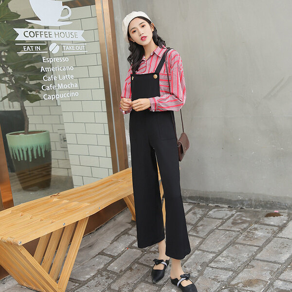 Autumn 2021 Fashion Suspender Pants for Women Spring and Autumn Korean