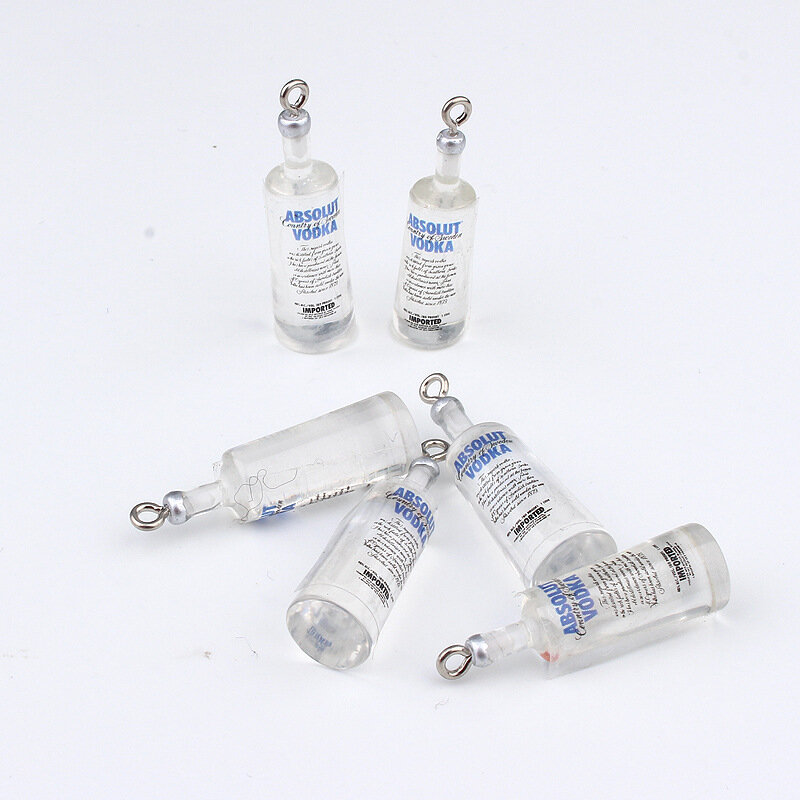Amuletos de resina 3d de garrafa de água, amuletos para fazer brincos diy, chaveiro de colar, pingente pequeno, acessórios de joias com 10 peças