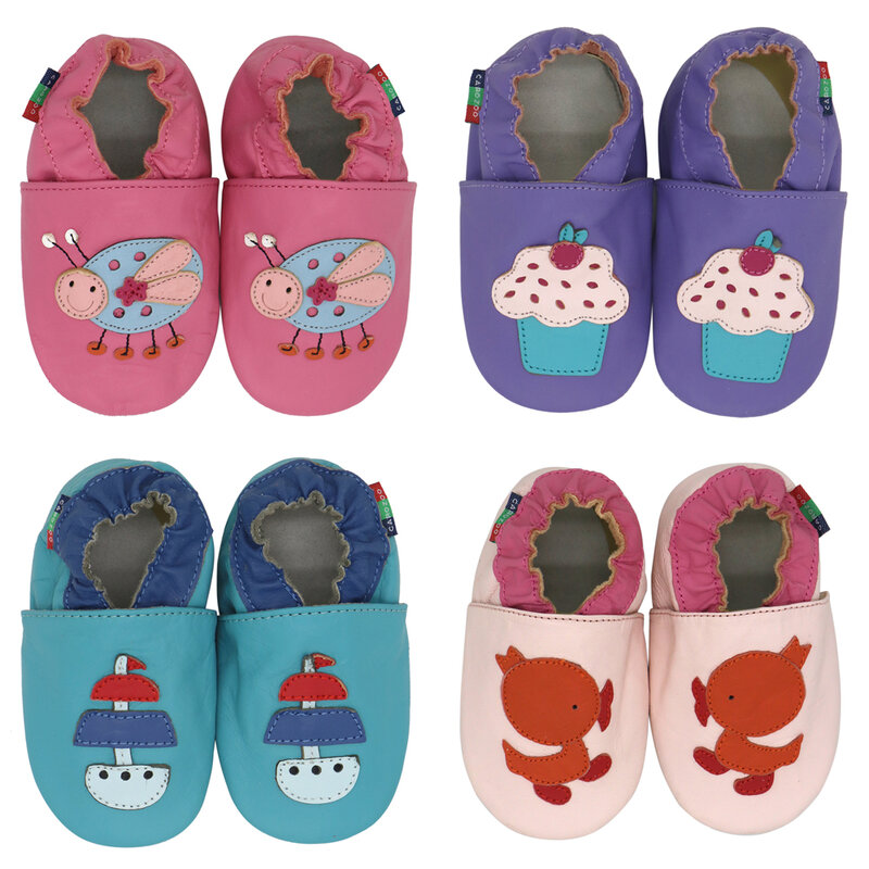 Carozoo-zapatos de piel de oveja para bebé, zapatillas de suela suave, hasta 4 años, recién nacido
