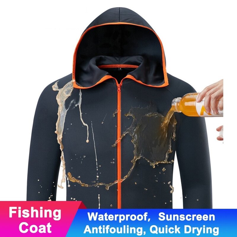 Traje de pesca impermeable para hombre, traje antiincrustante de secado rápido, camisa de manga larga Anti ultravioleta, Chaqueta de traje de pesca