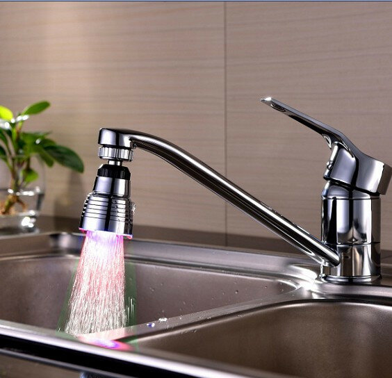 LED Water Faucet Stream Light Kitchen Bathroom Shower Tap Faucet Nozzle Head 3 Color Change Temperature Sensor Light Faucet led