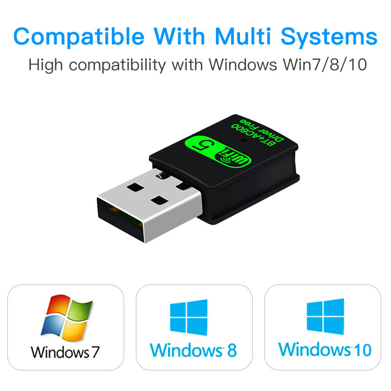 600Mbps USB 블루투스 어댑터 Dongle Adaptador Bluetooth 4.2 USB 송신기 무선 Wlan 외부 WiFi 수신기 드라이버 무료