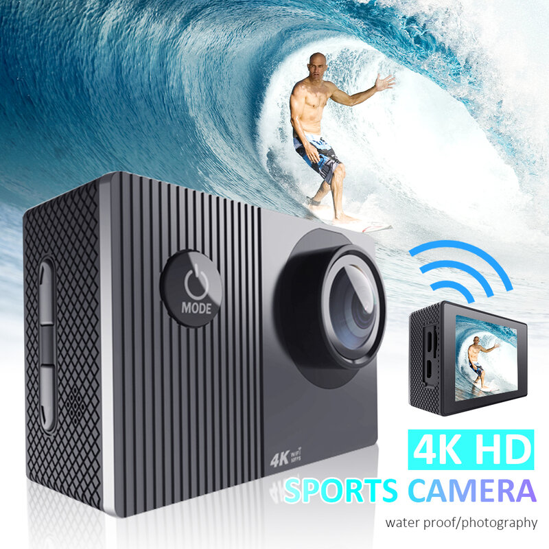 Экшн-камера с сенсорным экраном, водонепроницаемая, HD, 13 м, 4K, 60 кадров/с
