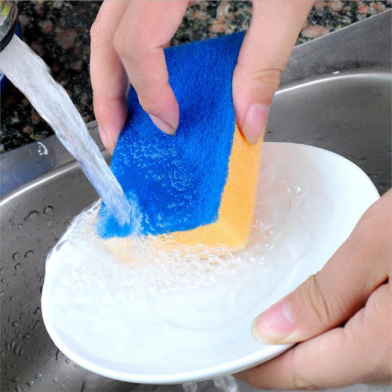 إسفنجة تنظيف قوية وملونة مضادة للبكتيريا ، 9x6x3 سنتيمتر ، تنظيف المطبخ والمنزل ، صديقة للبيئة
