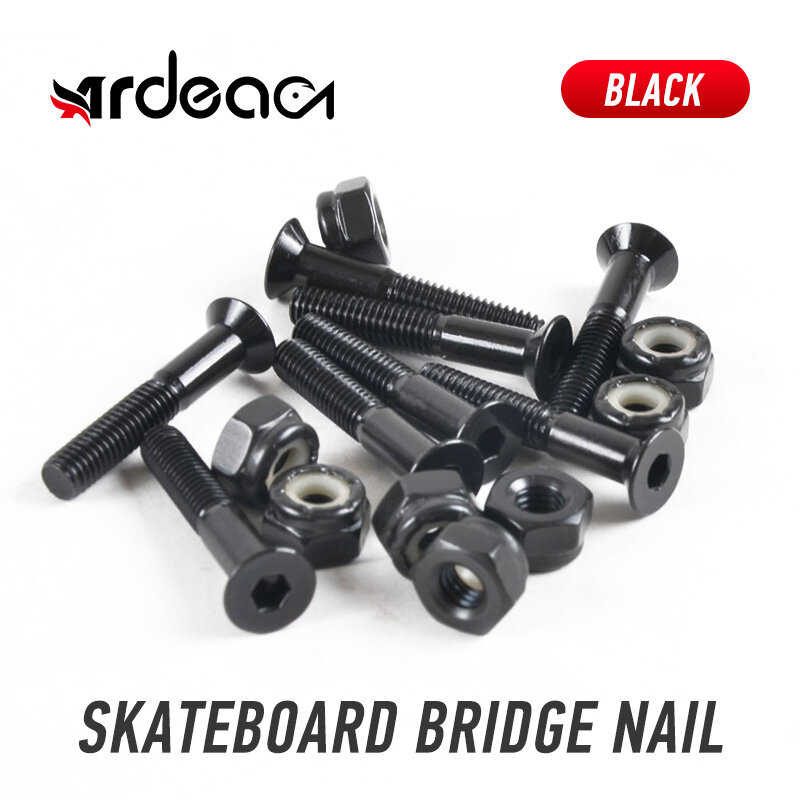 8pcs  Skateboard Trucks Screws Hardwares Longboard Skateboard Black Bridge Nails Nuts Accessories