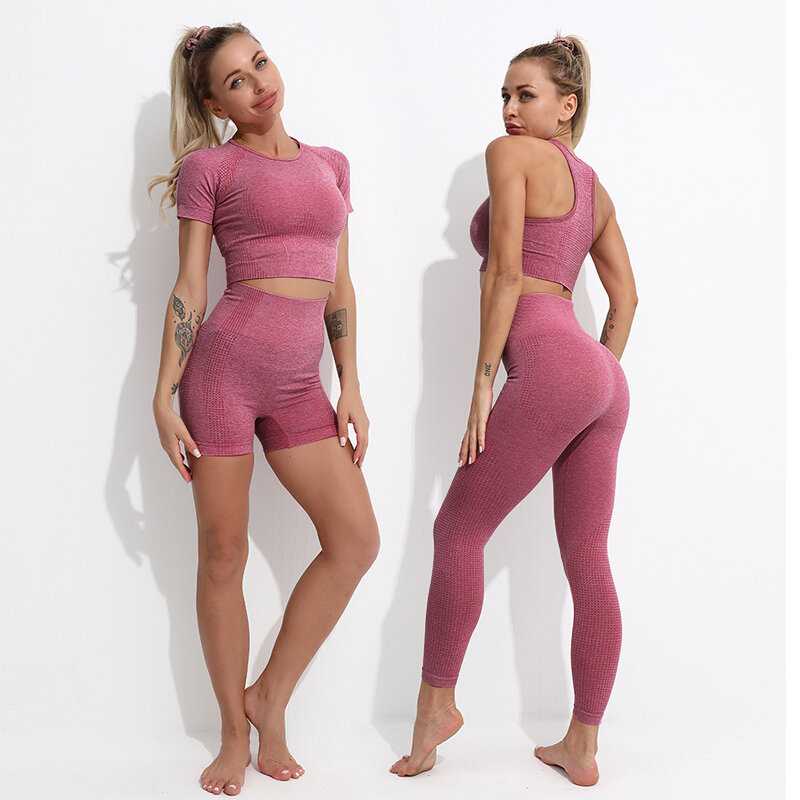 Workout Clothing Seamless Yoga Set High Waisted Leggings Female Sports Bra Gym Clothes Women Summer Sportswear Fitness Suits