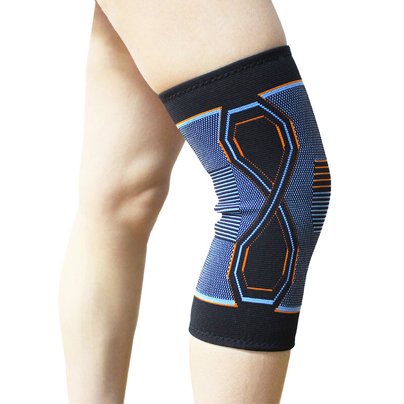 Neue atmungsaktive drei-dimensional nylon strick knie protector für männer und frauen, knie protector für fitness, laufen, radfahren ein