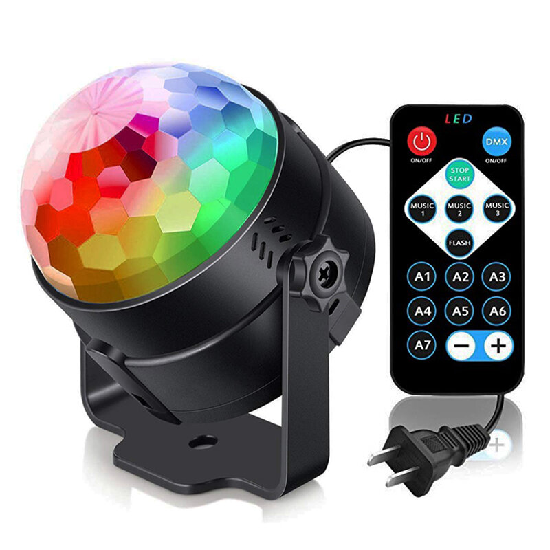 Светильник дискошар, светодиодный диско-шар для рождественской вечеринки, звукосветильник s RGB, звуковой активационный стробоскоп, сцениче...