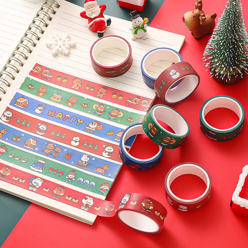 クリスマスの漫画と紙のテープ,学生のための日記,女の子のための装飾的なステッカー,クリスマスプレゼント