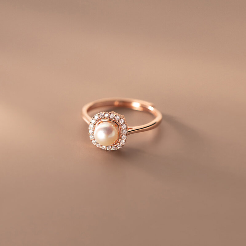 Woozu 925 prata esterlina romântico pérola pavimentar zircão anéis ajustáveis para mulheres de luxo do casamento afirmação jóias finas presente 2022