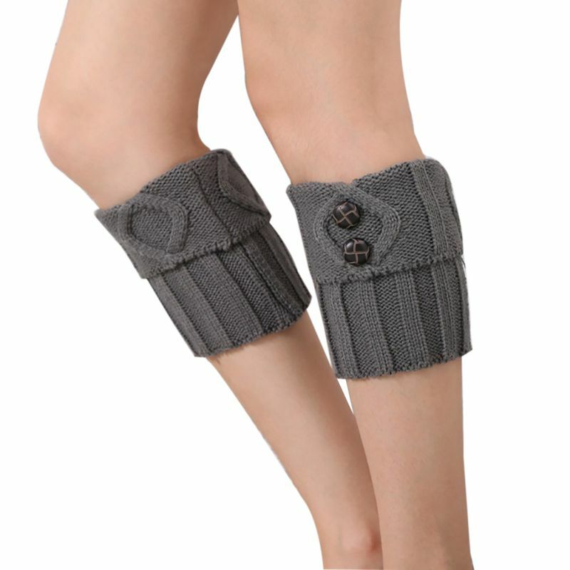 Gebreide Beenwarmers Dames Eenvoudige Mode Winter Beenwarmers Korte Sectie Gebreide Haak Button Lange Sokken Laarzen Manchetten Sokken