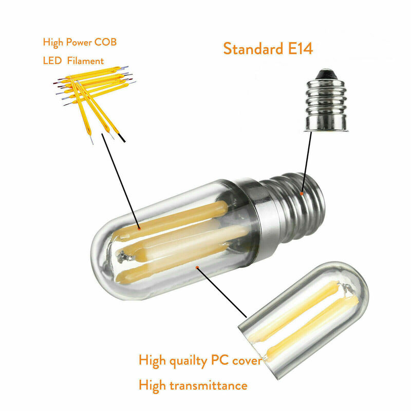 냉장고 및 냉동고 미니 필라멘트 전구, E14 LED 조명 COB 조광 1W 2W 4W 220V 램프 따뜻한/차가운 백색 조명