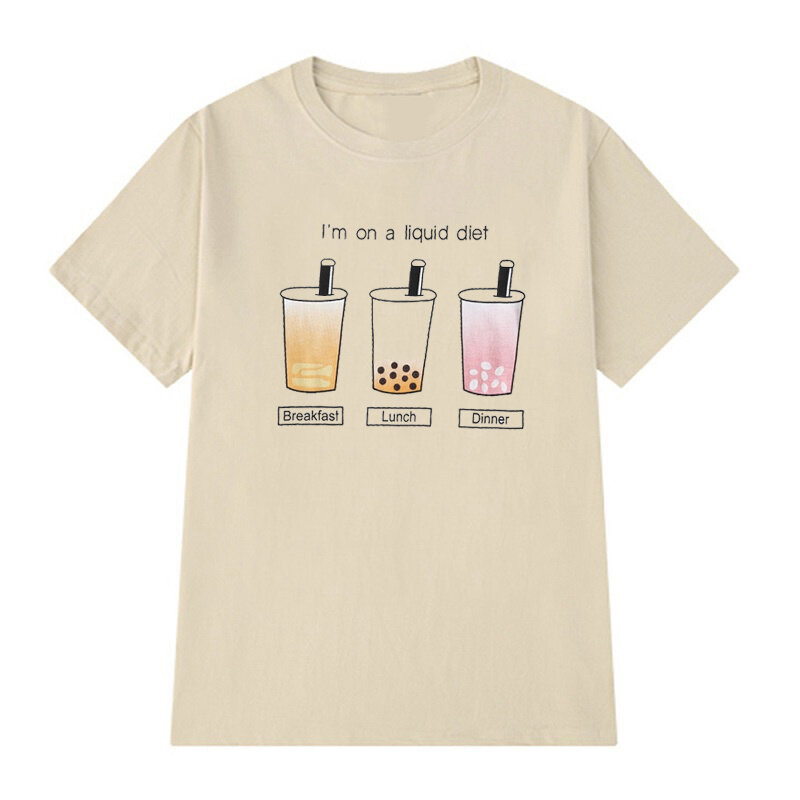 Jestem na płynnej diecie graficznej Tee letnia moda na co dzień śmieszne Harajuku Hipster Tumblr Ulzzang koreański mody T-Shirt dla kobiet
