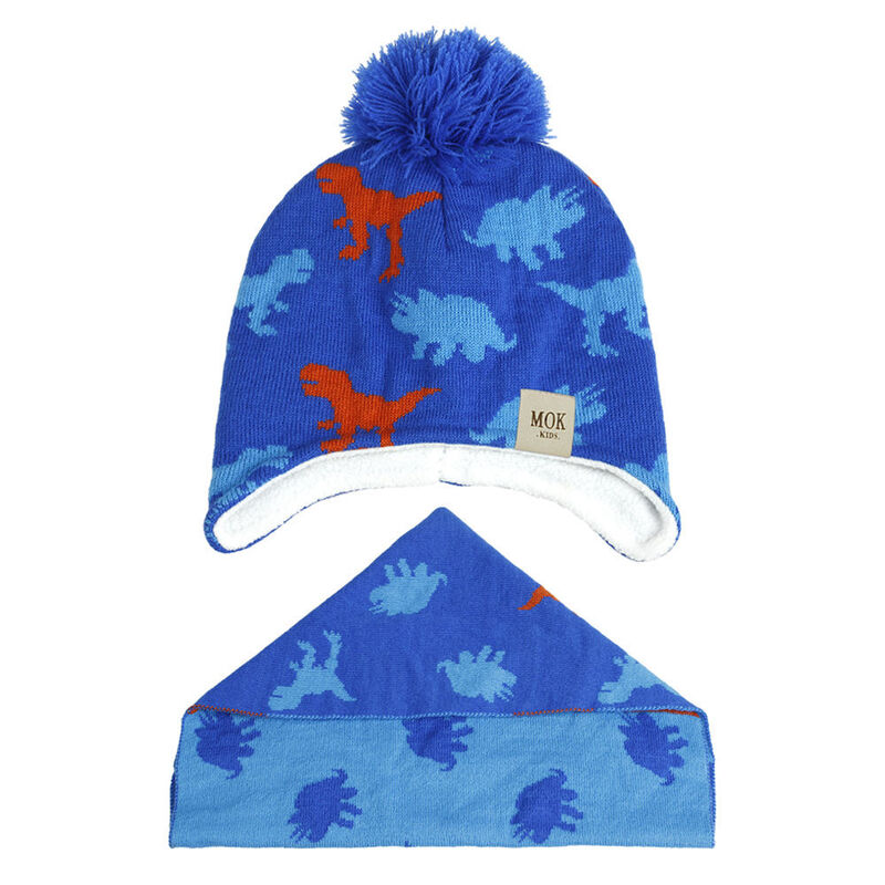Шапка Вязаная Детская с шарфом и ушками, мягкий комплект из шапки для новорожденных, H245S, теплые зимние лыжные шапочки