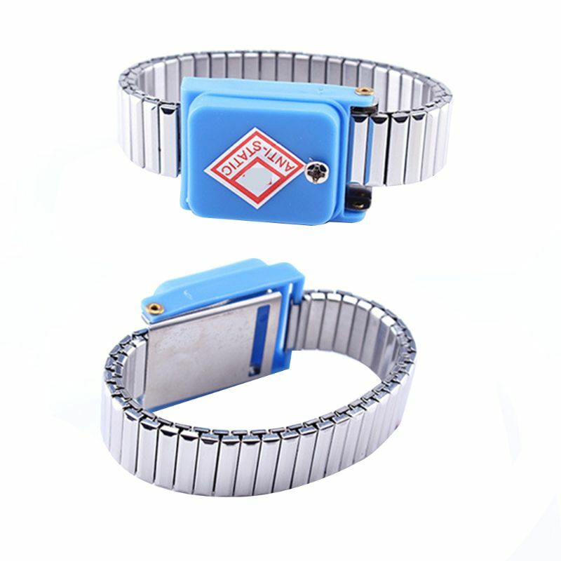 Pulseira de metal antiestática ajustável sem fio, bracelete de trabalho eletrônico sem fio