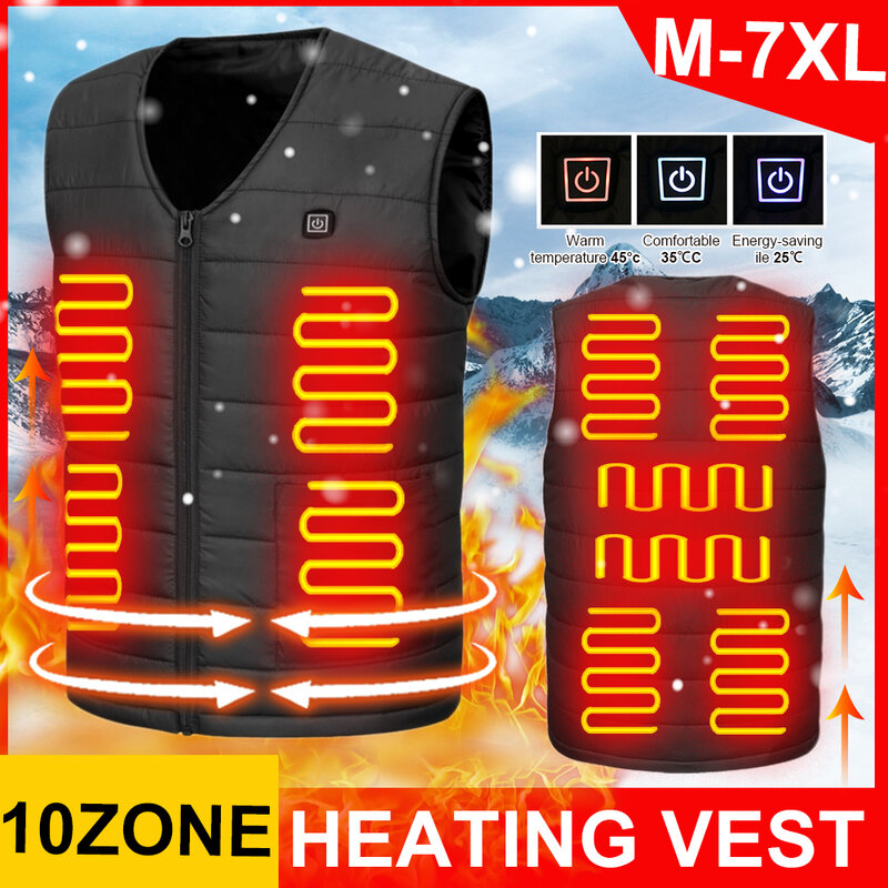 10加熱されたベストスマート電熱ベストノースリーブジャケットusb充電式ユニセックス屋外冬暖かいジャケット