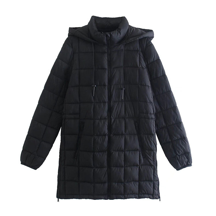 2021 outono e inverno nova feminina casual de manga comprida com zíper voando bolso decorativo casaco de algodão com capuz
