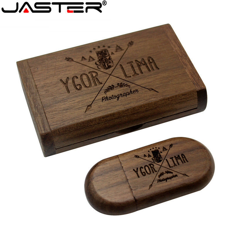 JASTER-محرك أقراص فلاش USB 2.0 مع صندوق خشبي بيضاوي ، 4 جيجابايت ، 8 جيجابايت ، 16 جيجابايت ، 32 جيجابايت ، 64 جيجابايت ، شعار مجاني ، عرض خاص