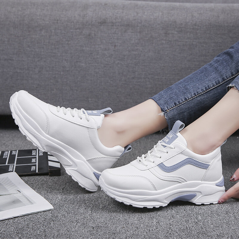 Frauen Vulkanisieren Schuhe Casual Mode 2020 Neue Frau Atmungsaktivem Weiß Wohnungen Weibliche Plattform Turnschuhe Chaussure Femme