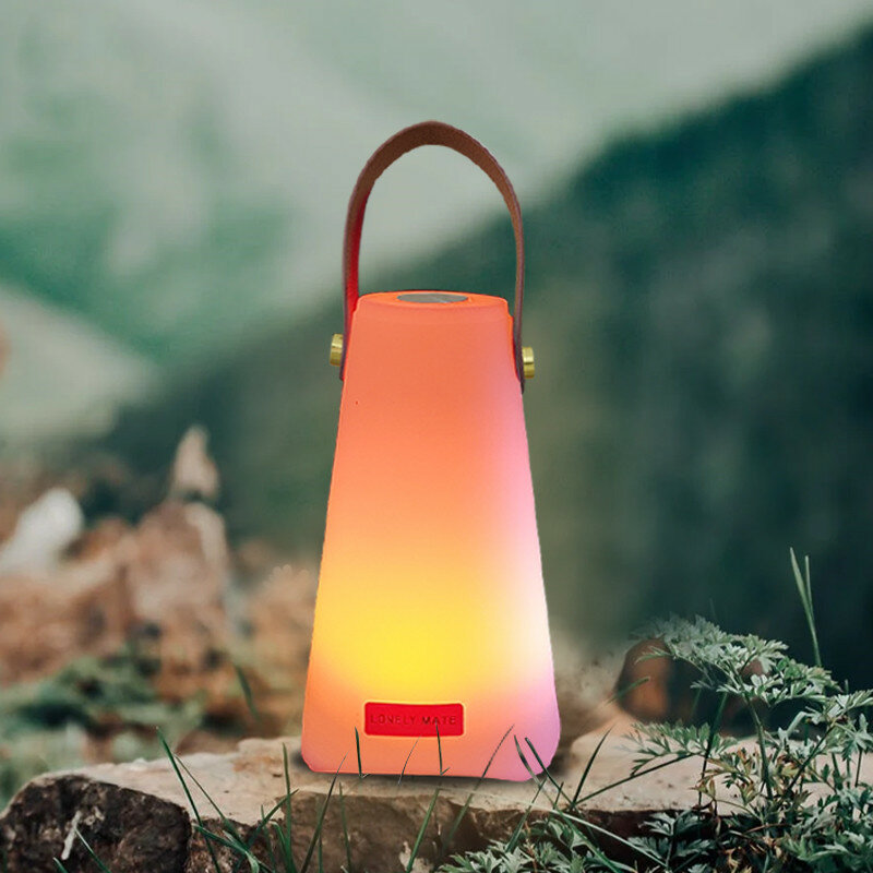 Outdoor Waterproof Illuminated Portable RGB LED Mood Lighting Lantern Lights Camping Lamp Remote Control Night Light with handle