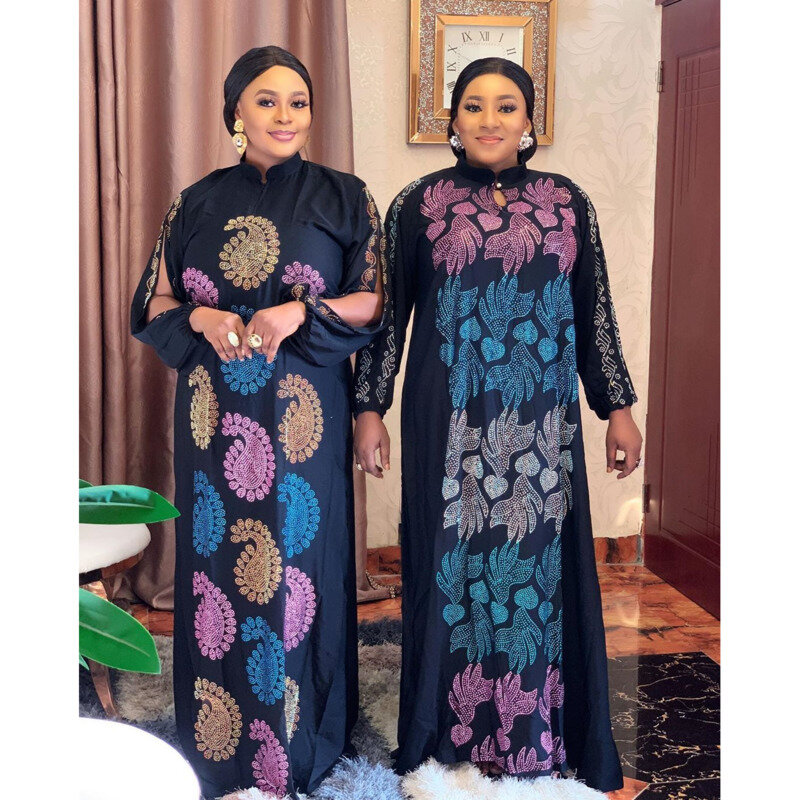 Shzq 2021 novo estilo africano roupas femininas dashiki abaya moda lantejoulas solto vestido uma peça