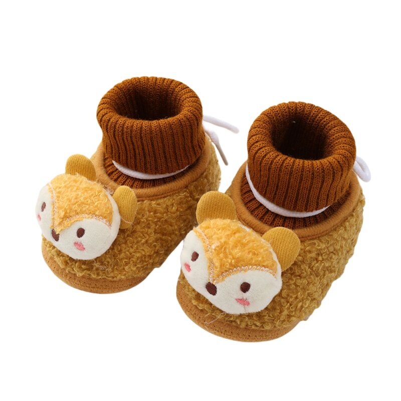 Weixinbuy Infant Newborn Bedroom House Slippers Baby Boys Girls Cozy Booties Winter Crib Toddler Non-Slip Soft Sole Shoes  0-18M
