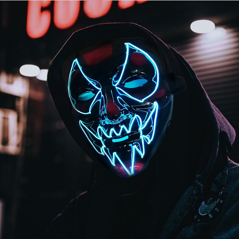 New Halloween Glowing Mask Black V Word Horror LED Mask Maske Ghostface atmosfera fluorescente puntelli forniture per decorazioni Cosplay
