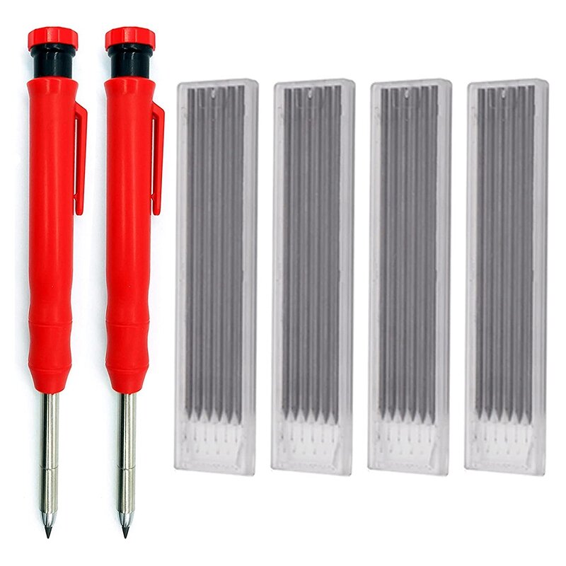 2Pcs Carpenter Bleistifte, Bau Bleistifte mit 24Pcs Minen, Führt Mechanische Bleistift Architekten Bleistifte